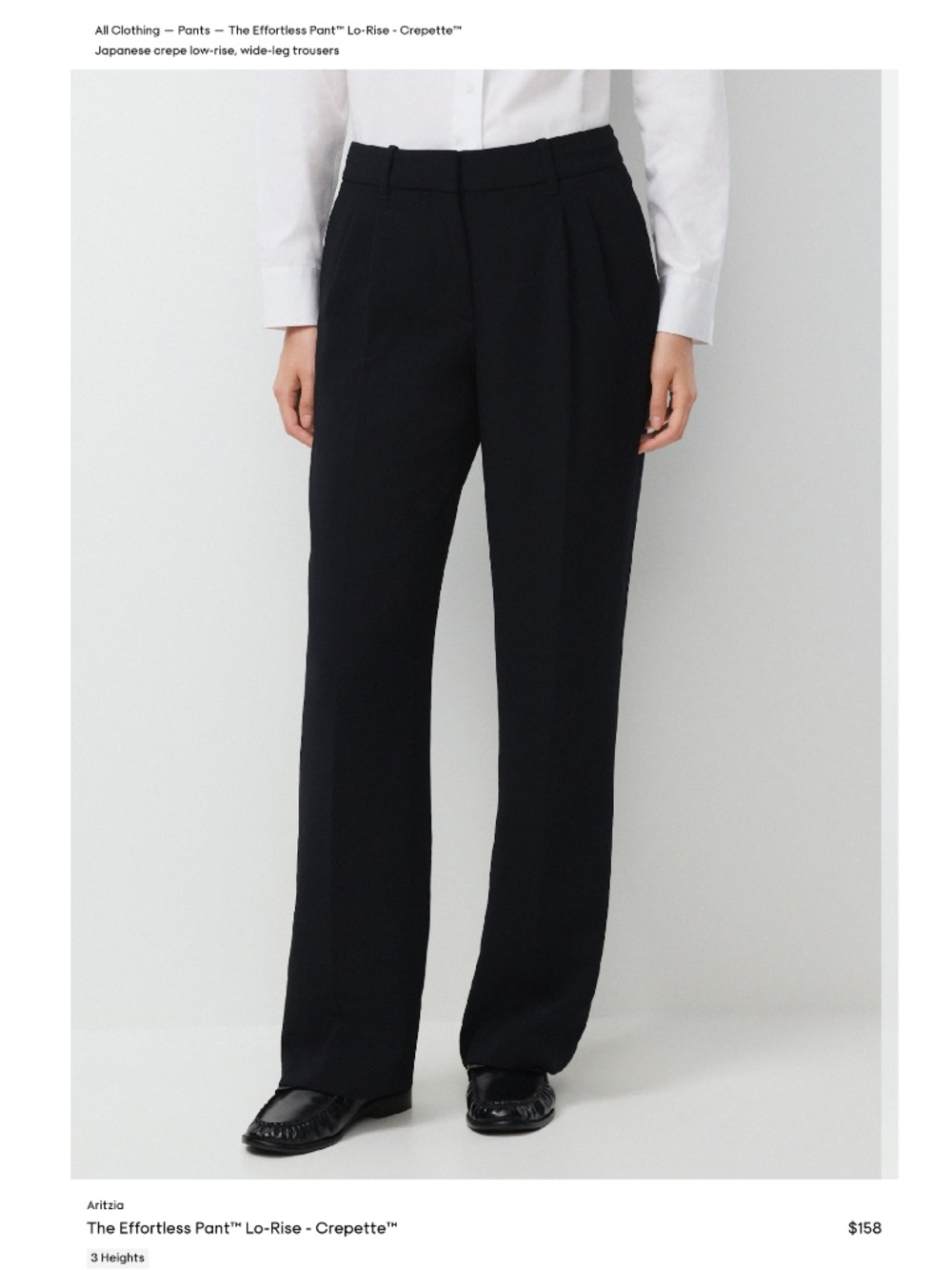 Aritzia Wilfred The Effortless Pant Lo-Rise Crepette 32L